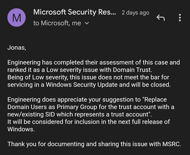 SID filter as security boundary between domains? (Part 7) - Trust account attack - from trusting to trusted