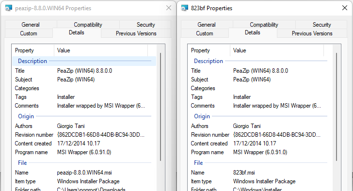 Local privilege escalation vulnerabilities in PeaZip MSI installer