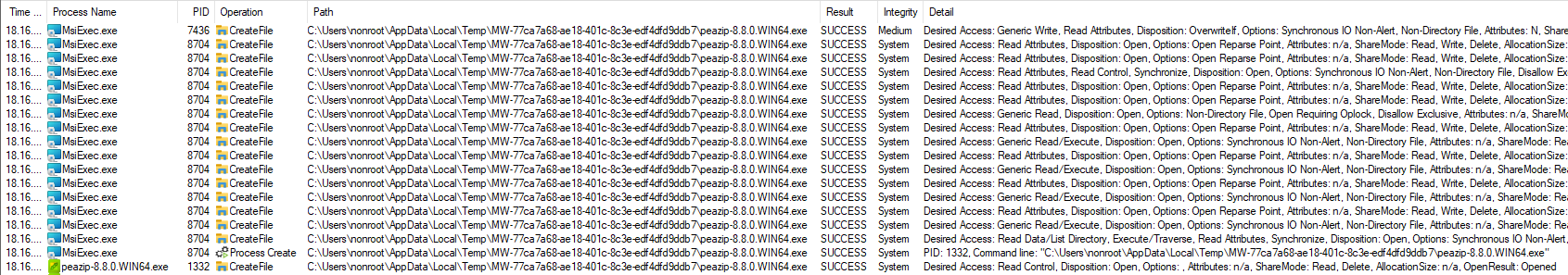 Local privilege escalation vulnerabilities in PeaZip MSI installer