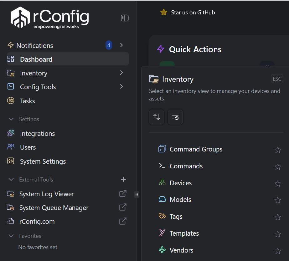 rConfig inventory section