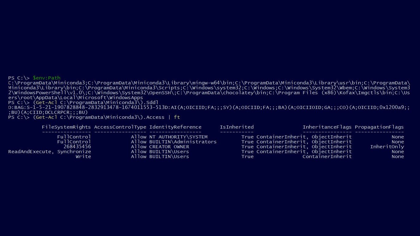 Privilege escalation vulnerability in Anaconda3 and Miniconda3